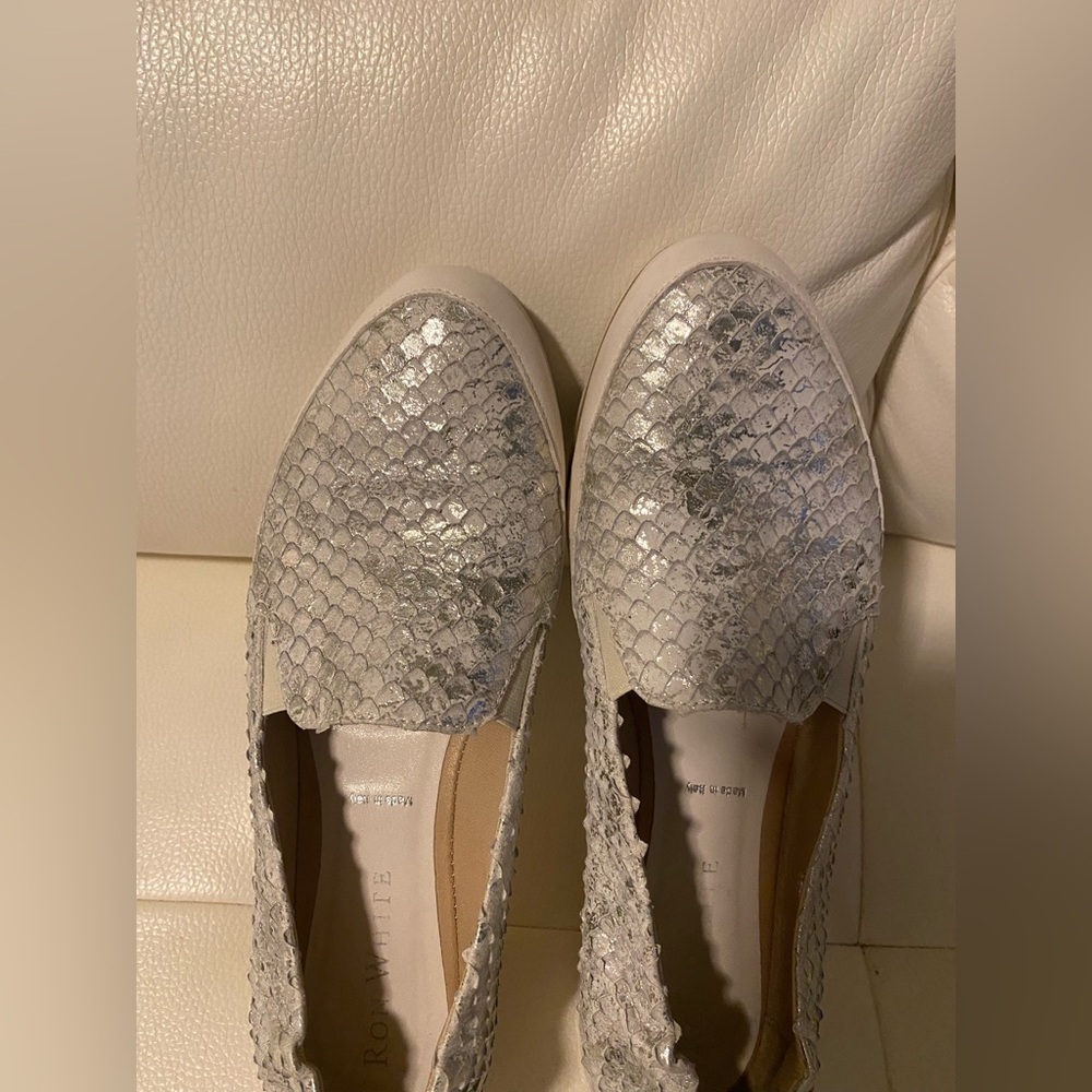 Ron White made in Italy Silver snake Textured Women's Slip-On Shoes - Picture 4 of 8